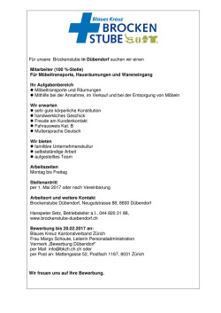 Inserat Chauffeur M&ouml;beltransport 2017 Brockenstube D&uuml;bendorf