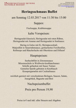 Heringsschmausbuffet, am Sonntag den 12.03.2017&hellip;