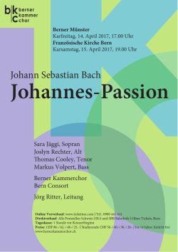 Johannes-Passion - Berner Kammerchor