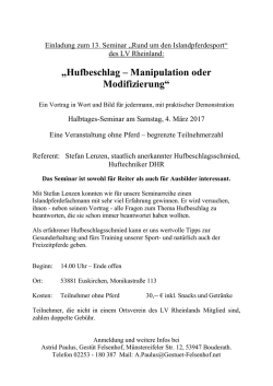 Hufbeschlag &ndash; Manipulation oder Modifizierung