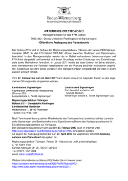 Mitteilung des Regierungspräsidiums Tübingen