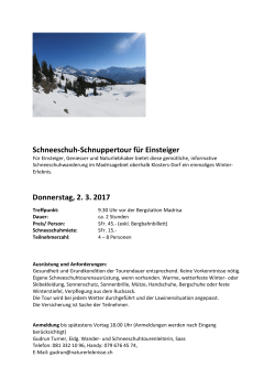 Schneeschnuh-Schnuppertour für Einsteiger am 2. März 2017