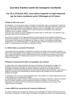 Journ&eacute;es d`action contre les transports nucl&eacute;aires