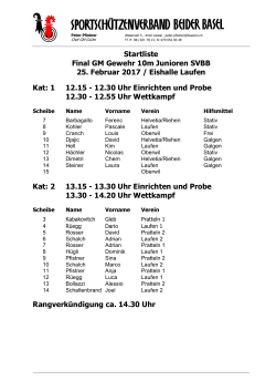 Startliste Final GM Gewehr 10m Junioren SVBB 25. Februar 2017