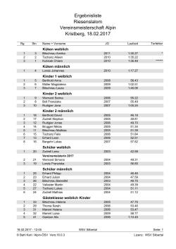 Vereinsrennen Alpin 2017_Ergebnisliste