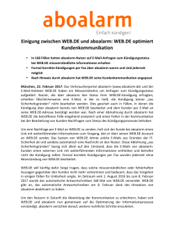 Einigung zwischen WEB.DE und aboalarm: WEB.DE optimiert