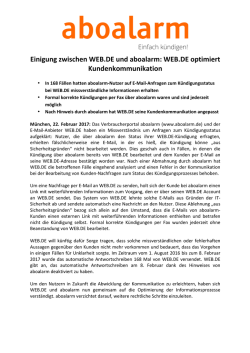 Einigung zwischen WEB.DE und aboalarm: WEB.DE optimiert