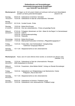 Gottesdienste und Veranstaltungen Johanneskirchengemeinde