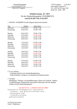 03 / 2017 für den Standortübungsplatz JÄGERBRÜCK vom 01.03
