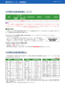 4月期科目修得試験について 4月期科目修得試験No.