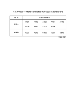 平成28年度小林市任期付短時間勤務職員（追加）採用試験合格者