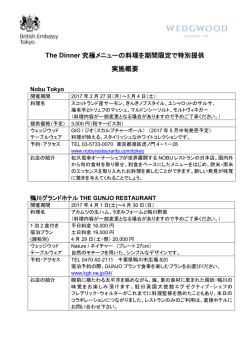 各レストランでの特別提供の実施概要