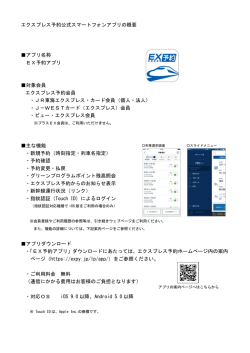エクスプレス予約公式スマートフォンアプリの概要 アプリ名称 EX予約