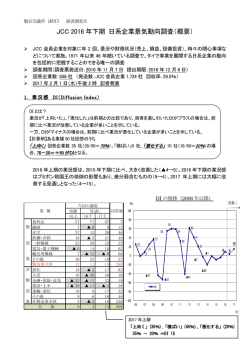 JCC 2016 年下期 日系企業景気動向調査（概要）