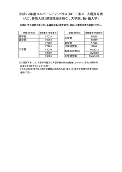 （AO、特別入試（帰国生徒を除く）、大学院、転・編入学） 平成29年度