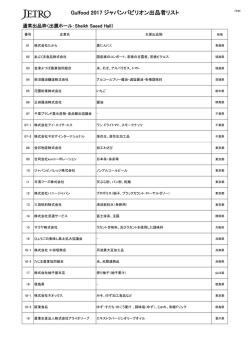 Gulfood 2017 ジャパンパビリオン出品者リスト