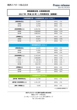 関西国際空港・大阪国際空港 2017 年（平成 29 年）1