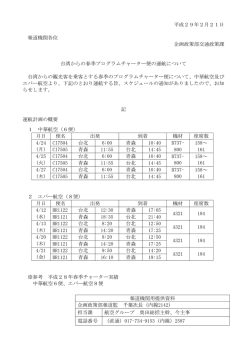 平成29年2月21日 報道機関各位 企画政策部交通政策課 台湾からの
