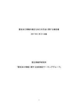匿名加工情報の適正な加工の方法に関する報告書