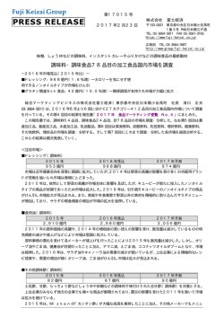 調味料・調味食品78品目の加工食品国内市場を調査