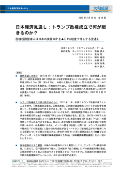 日本経済見通し：トランプ政権成立で何が起 きるのか？