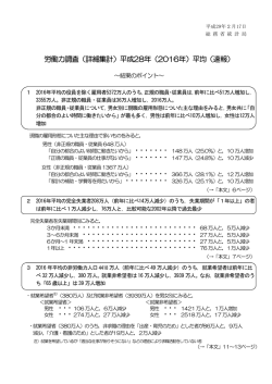 労働力調査（詳細集計）平成28年（2016年）平均（速報）