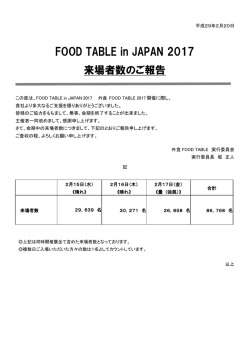 来場者数のご報告 - 外食 FOOD TABLE