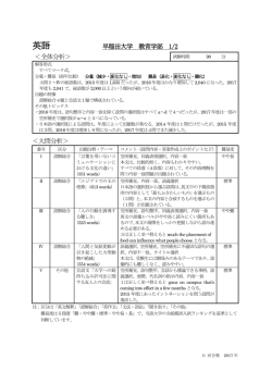 英語 早稲田大学 教育学部 1/2 ＜全体分析＞ ＜大問分析
