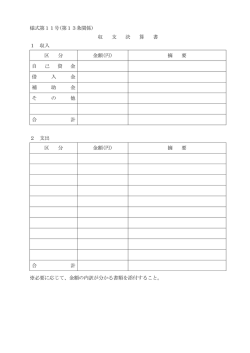 様式第11号(第13条関係) 収 支 決 算 書 1 収入 区 分 金額(円) 摘 要 自