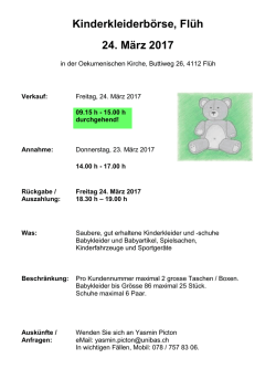 Kinderkleiderbörse, Flüh 24. März 2017 - Ludothek Hofstetten-Flüh