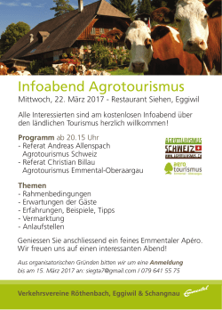 Infoabend Agrotourismus - Röthenbach im Emmental