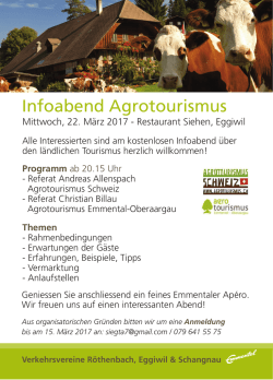 Infoabend Agrotourismus - R&ouml;thenbach im Emmental