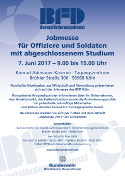 Flyer Jobmesse für Offiziere und Soldaten mit Studium in Köln