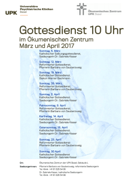 Gottesdienste M&auml;rz und April