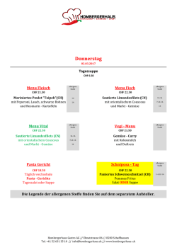 Donnerstag - Hombergerhaus