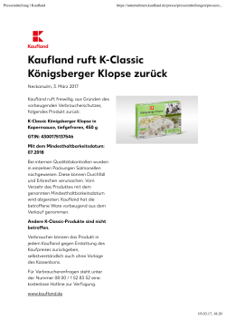Kaufland ruft K-Classic Königsberger Klopse zurück