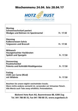 Wochenmenu 27.02. bis 03.03.17