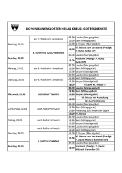 Gottesdienste vom 25.02. - Dominikanerkloster Heilig Kreuz in K&ouml;ln