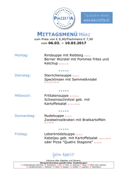 MITTAGSMENÜ MÄRZ