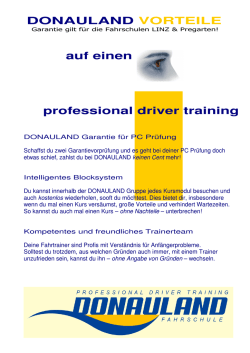 DONAULAND VORTEILE auf einen professional driver training