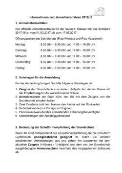 Informationen zur Anmeldung