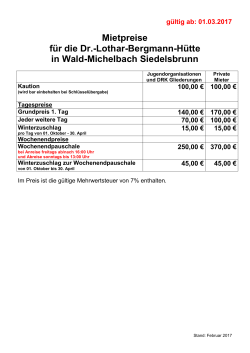Mietpreise für die Dr.-Lothar-Bergmann-Hütte in Wald