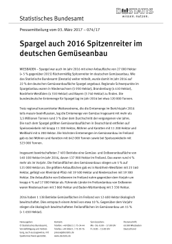 Spargel auch 2016 Spitzenreiter im deutschen Gemüseanbau (PDF