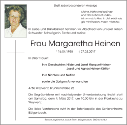 Frau Margaretha Heinen