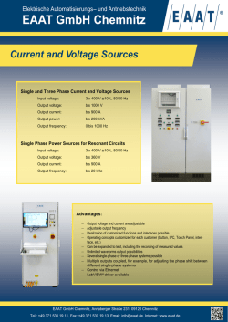 Data sheet for current and voltage sources