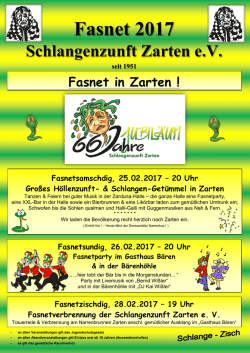 Fasnet 2017 - Schlangenzunft Zarten