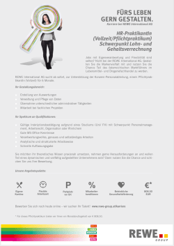 HR-PraktikantIn (Vollzeit/Pflichtpraktikum) Schwerpunkt Lohn