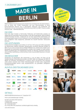 FactSheet 2017 - MIB-Messe Karrieremesse MADE IN BERLIN