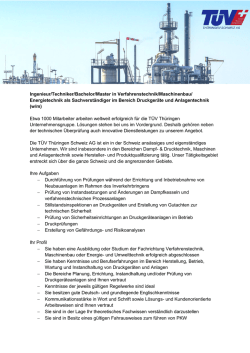 Ingenieur/Techniker/Bachelor/Master in Verfahrenstechnik