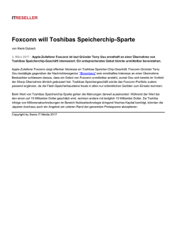 Foxconn will Toshibas Speicherchip-Sparte